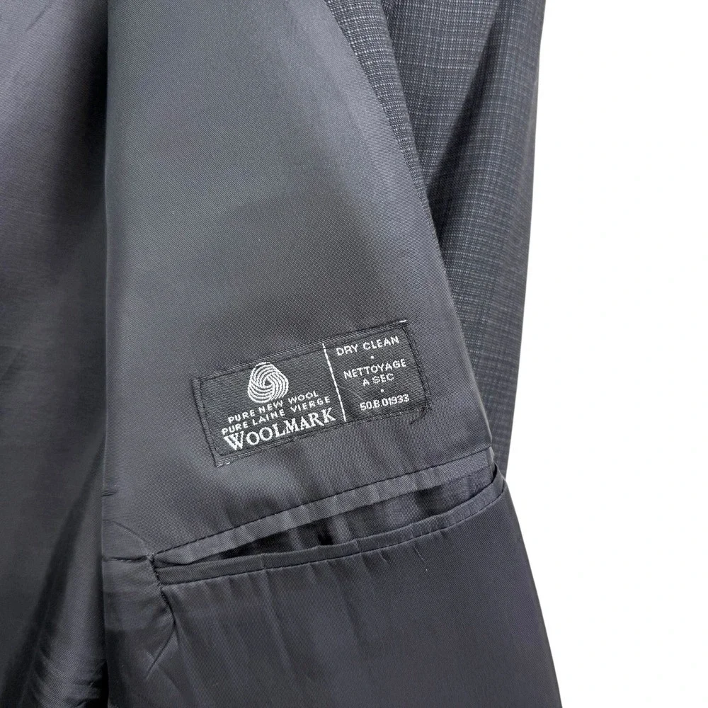 Polo University Mens Ralph Lauren Blazer Suit Jacket Wool 3 Button Gray Sz 44L